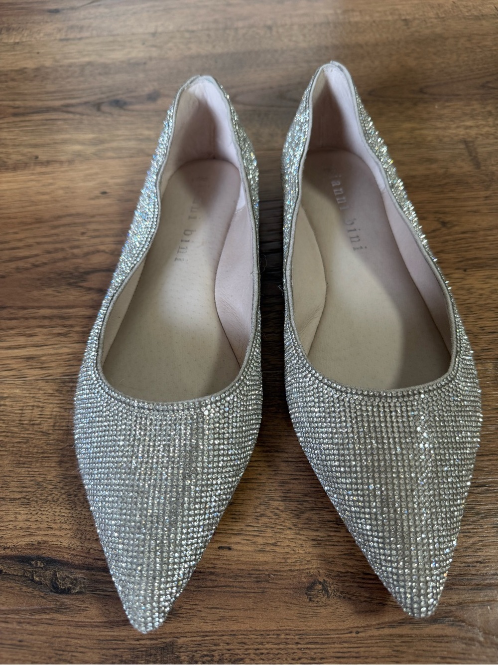 Gianni Bini Silver Rhinestone Glitter Pointed Toe Slip-On Ballet Flats 10 M